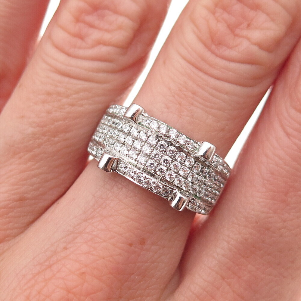 925 Sterling Silver Round-Cut C Z Sparkle Ring Size 7.25